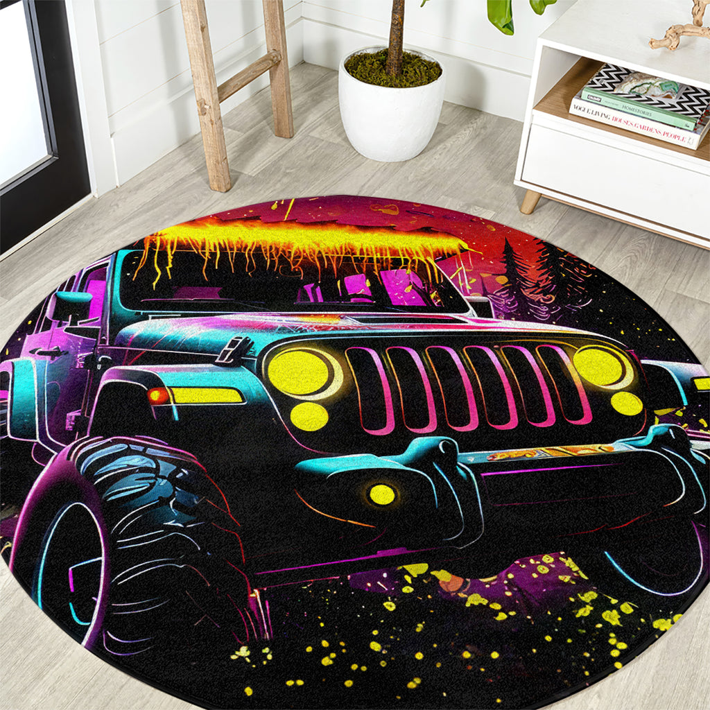 Glowing Jeep Round Carpet Jeep Girl Iam Who Iam Your Approval Isn't Needed