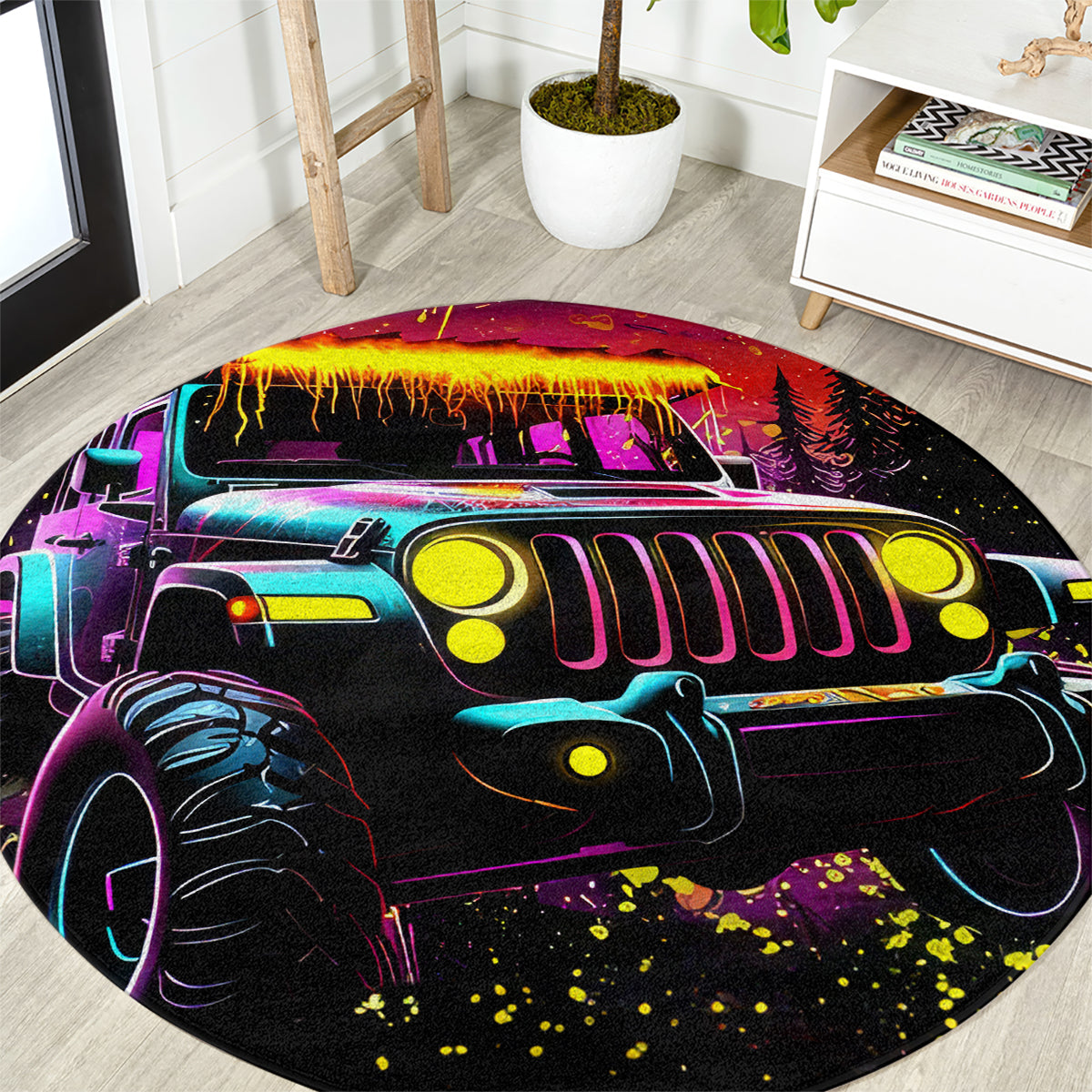 Glowing Jeep Round Carpet Jeep Girl Iam Who Iam Your Approval Isn't Needed