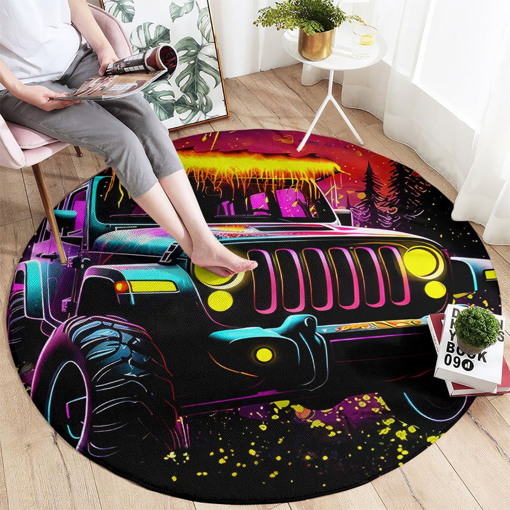 Glowing Jeep Round Carpet Jeep Girl Iam Who Iam Your Approval Isn't Needed