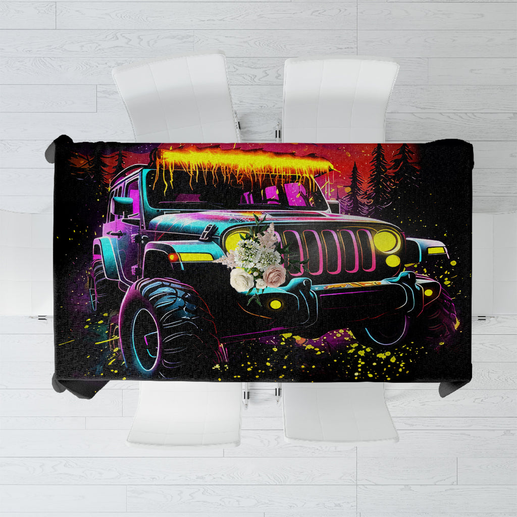 Glowing Jeep Tablecloth Jeep Girl Iam Who Iam Your Approval Isn't Needed