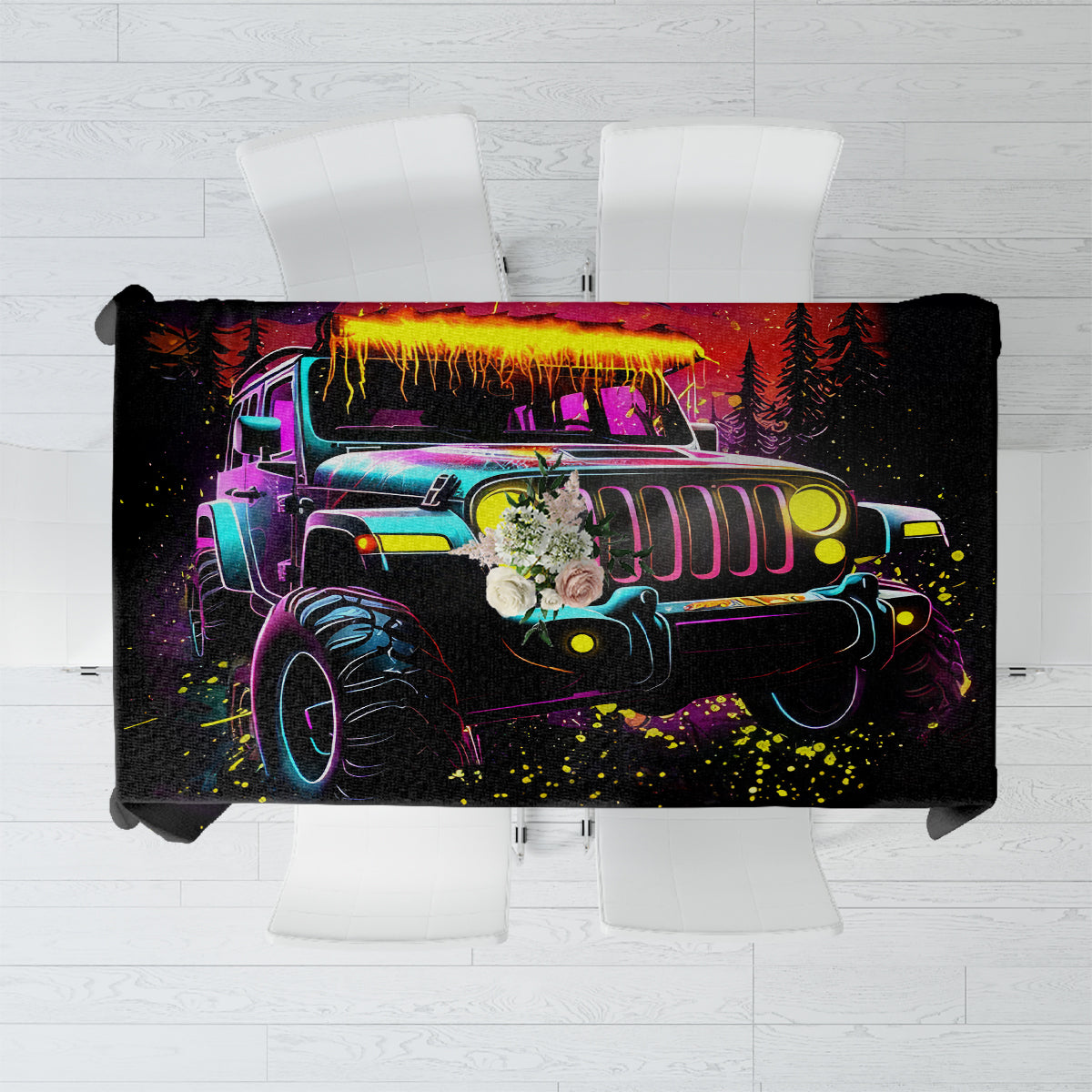 Glowing Jeep Tablecloth Jeep Girl Iam Who Iam Your Approval Isn't Needed