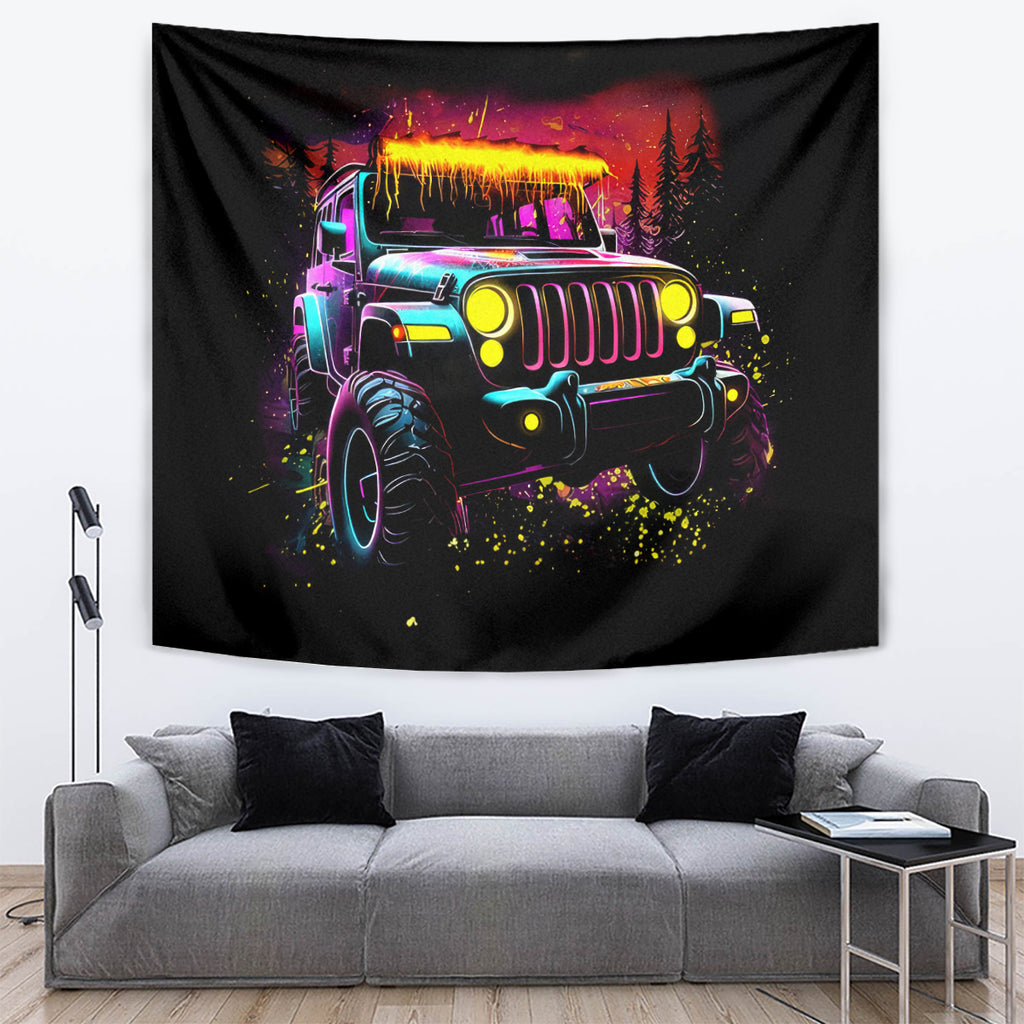 Glowing Jeep Tapestry Jeep Girl Iam Who Iam Your Approval Isn't Needed