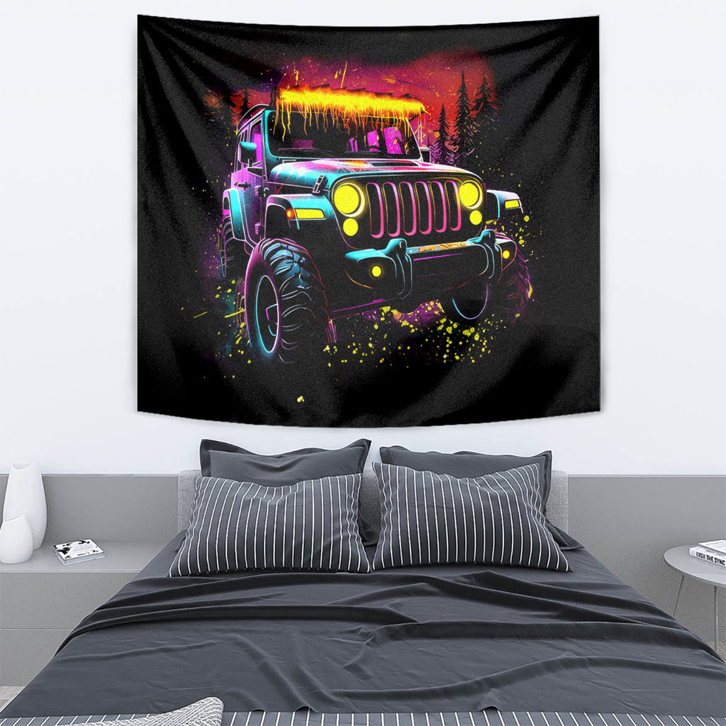 Glowing Jeep Tapestry Jeep Girl Iam Who Iam Your Approval Isn't Needed