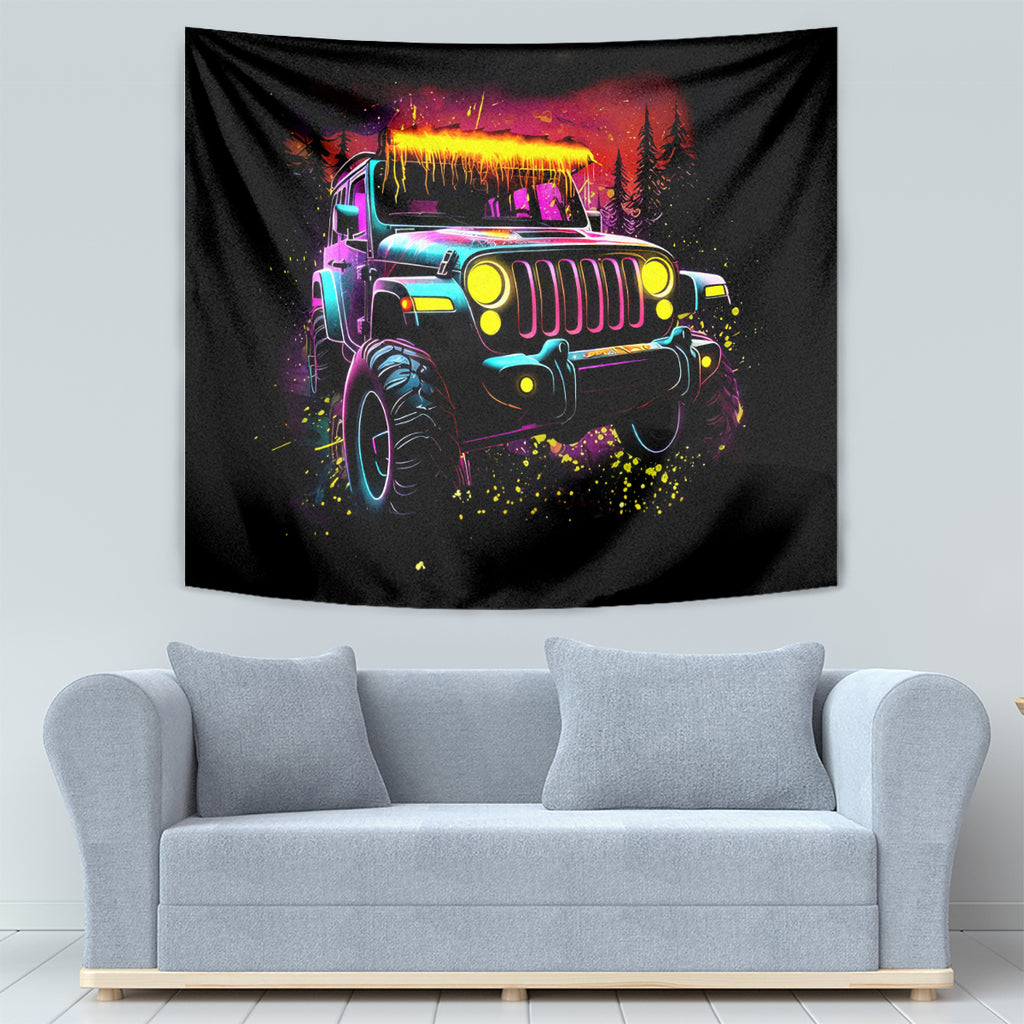 Glowing Jeep Tapestry Jeep Girl Iam Who Iam Your Approval Isn't Needed