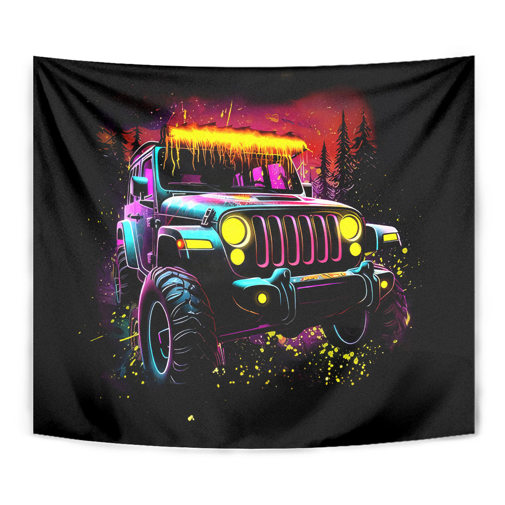 Glowing Jeep Tapestry Jeep Girl Iam Who Iam Your Approval Isn't Needed
