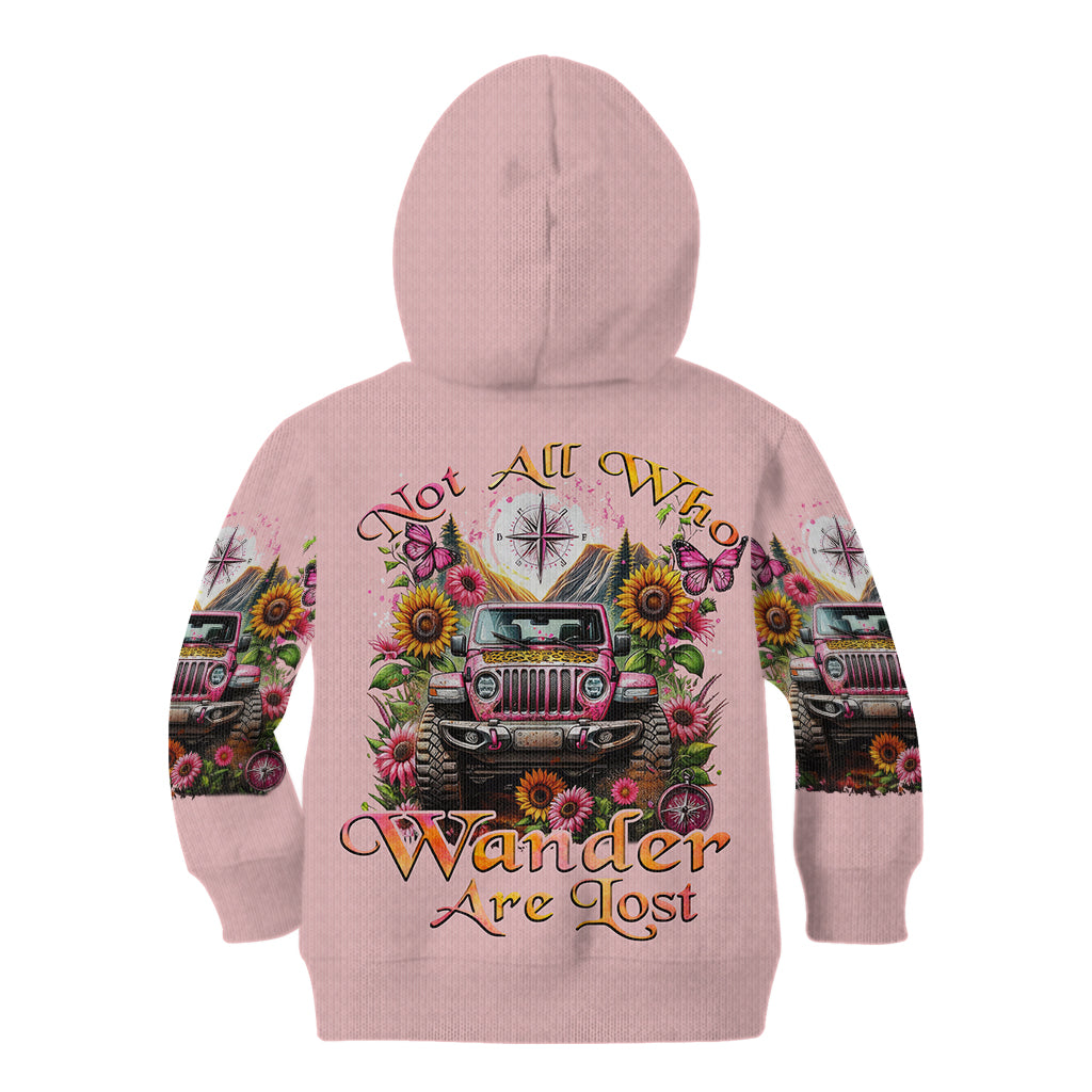 Flower Jeep Kid Hoodie Not All Who Wander Are Lost