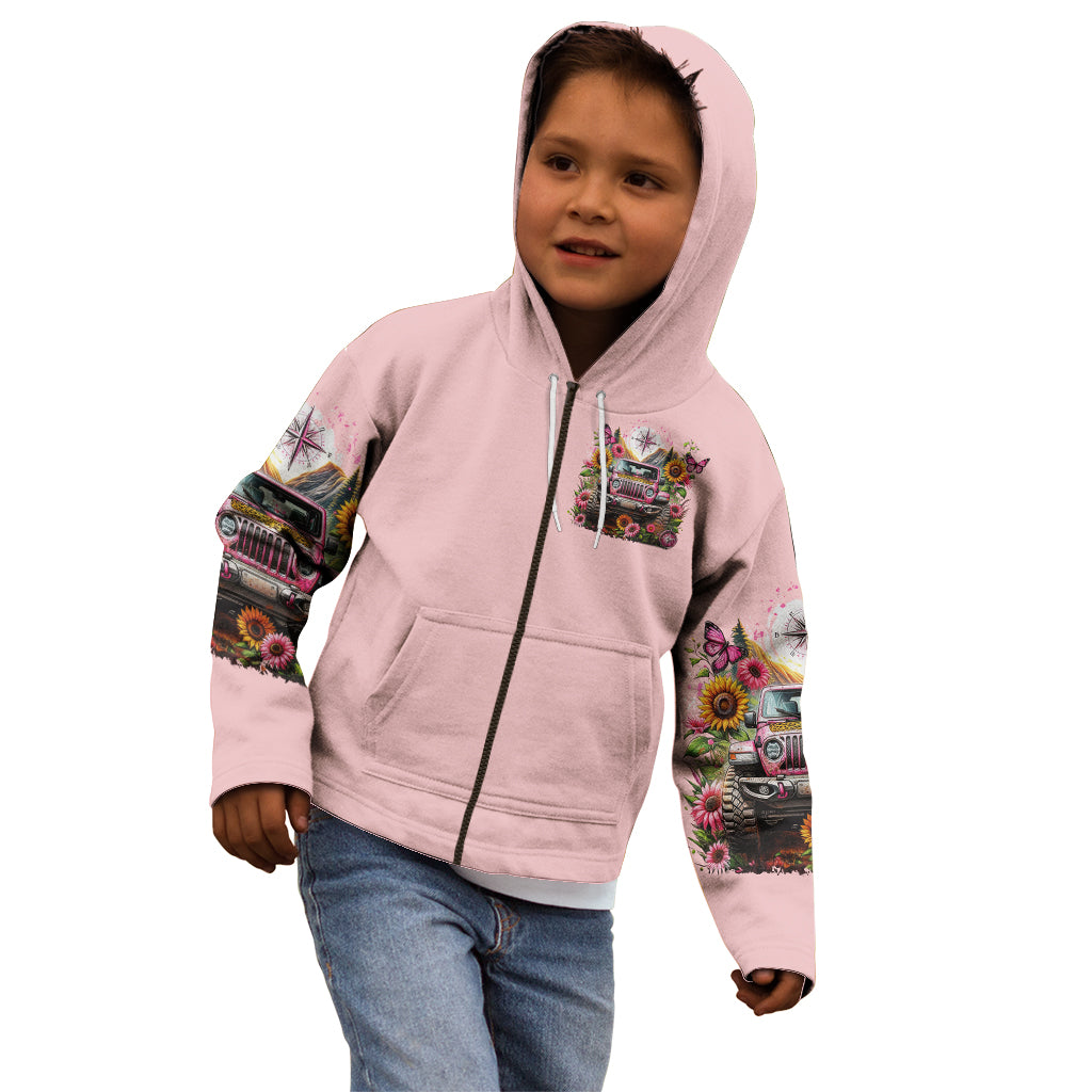 Flower Jeep Kid Hoodie Not All Who Wander Are Lost