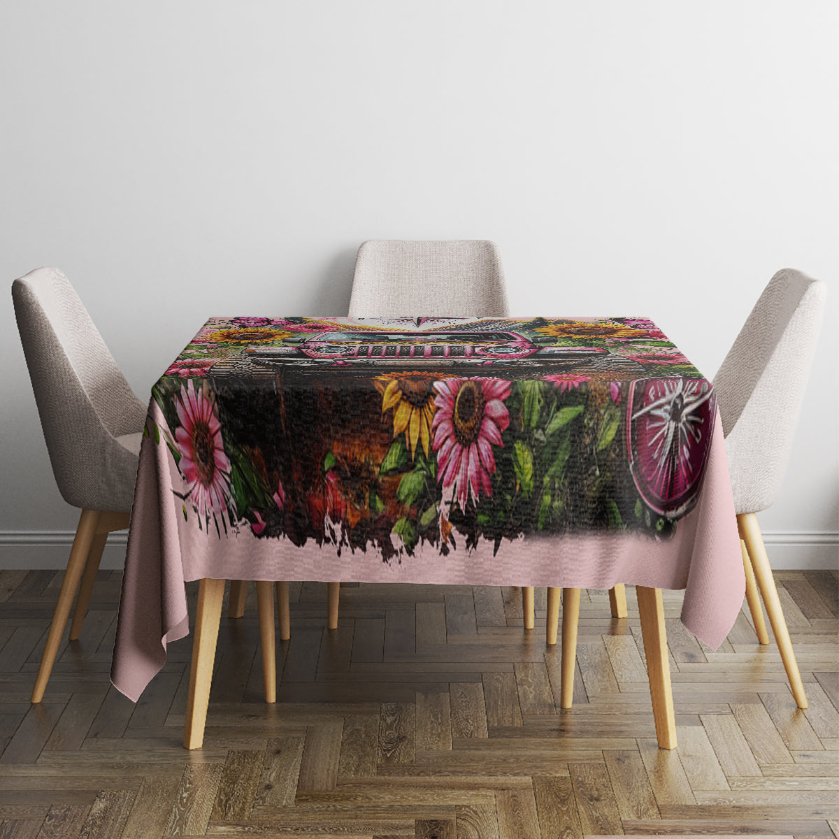 Flower Jeep Tablecloth Not All Who Wander Are Lost