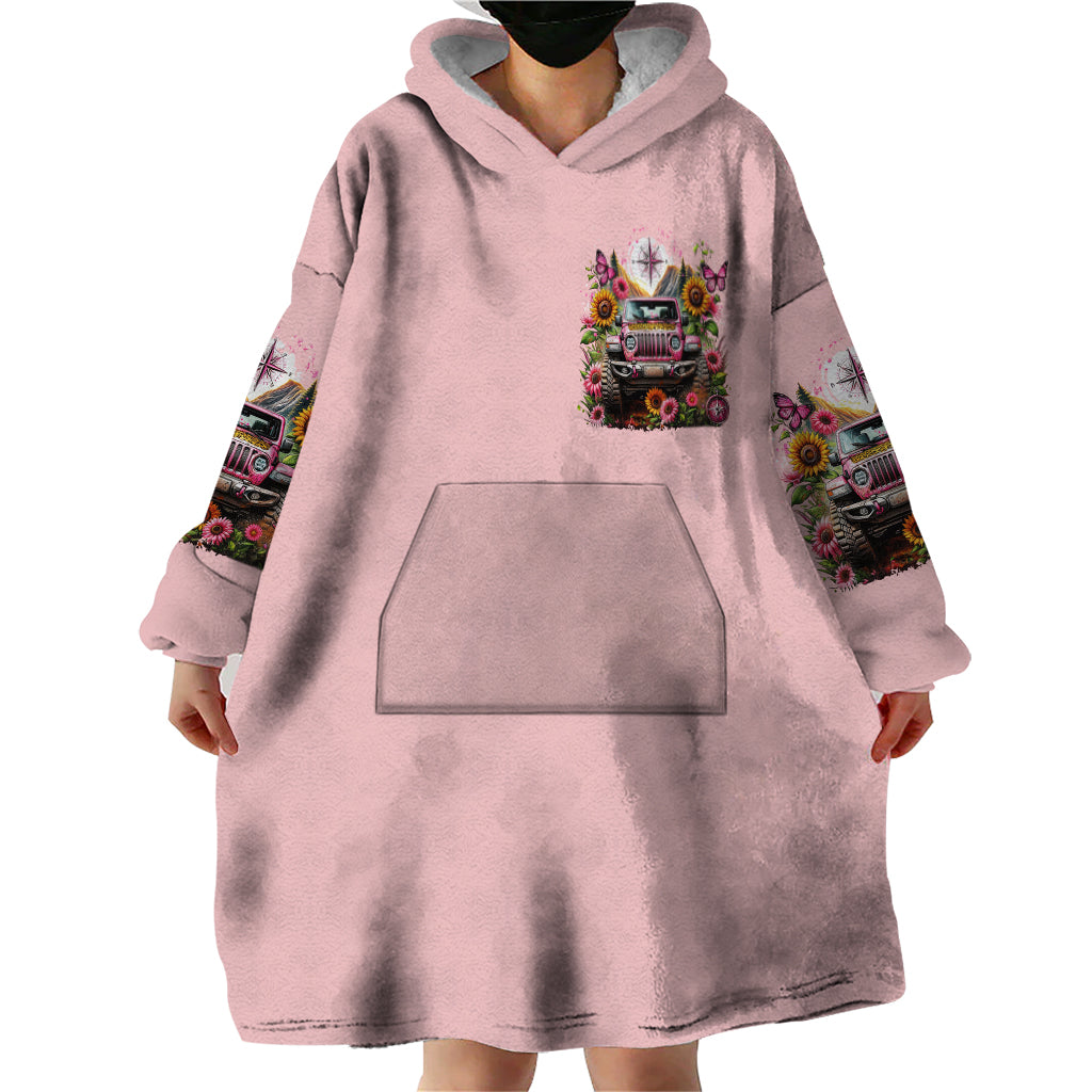 Flower Jeep Wearable Blanket Hoodie Not All Who Wander Are Lost