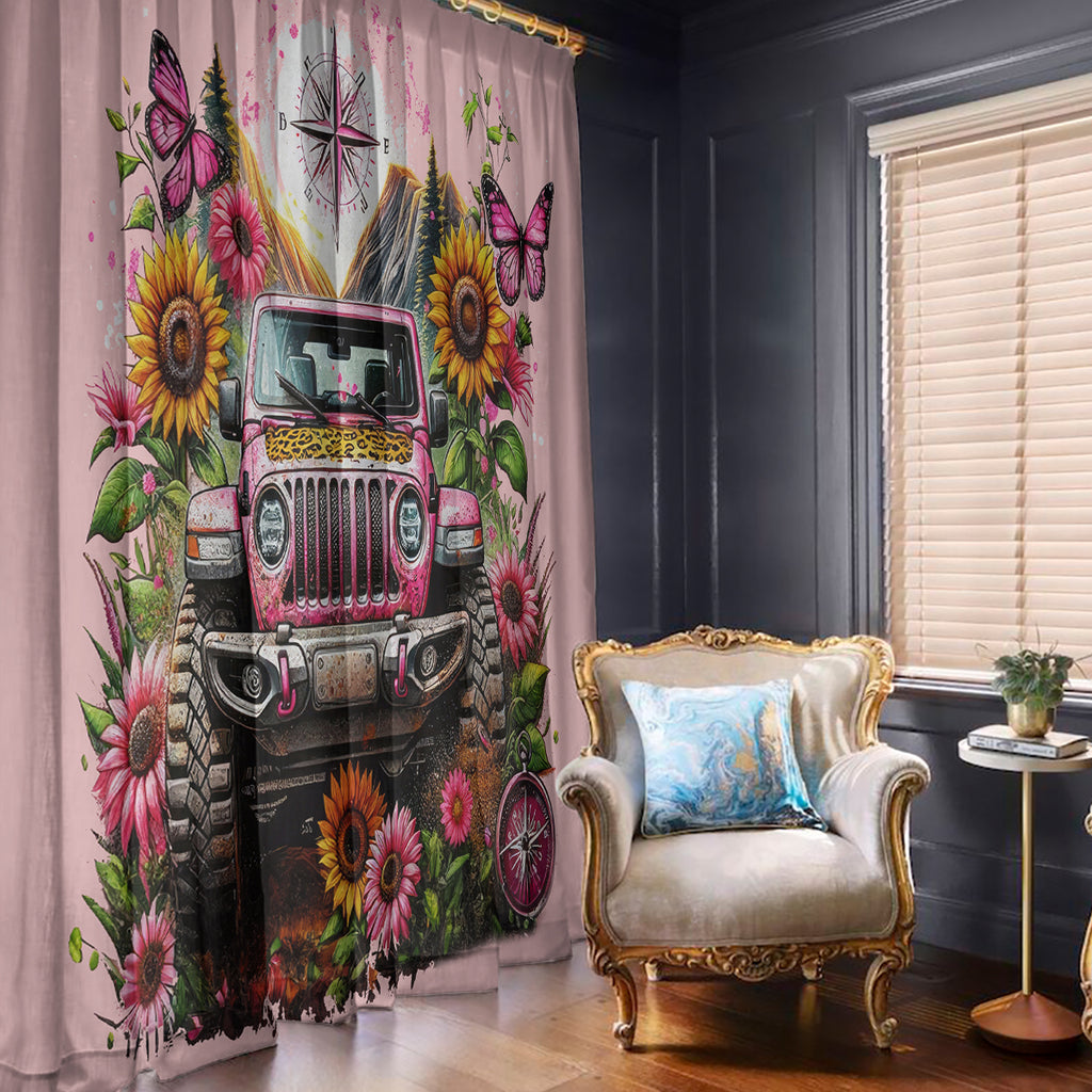 Flower Jeep Window Curtain Not All Who Wander Are Lost