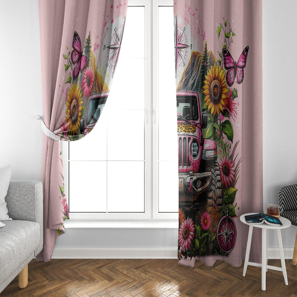 Flower Jeep Window Curtain Not All Who Wander Are Lost