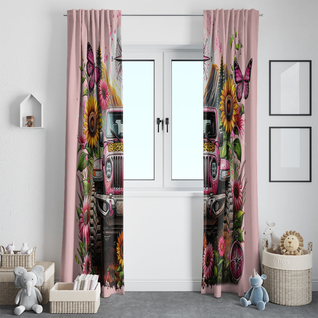 Flower Jeep Window Curtain Not All Who Wander Are Lost