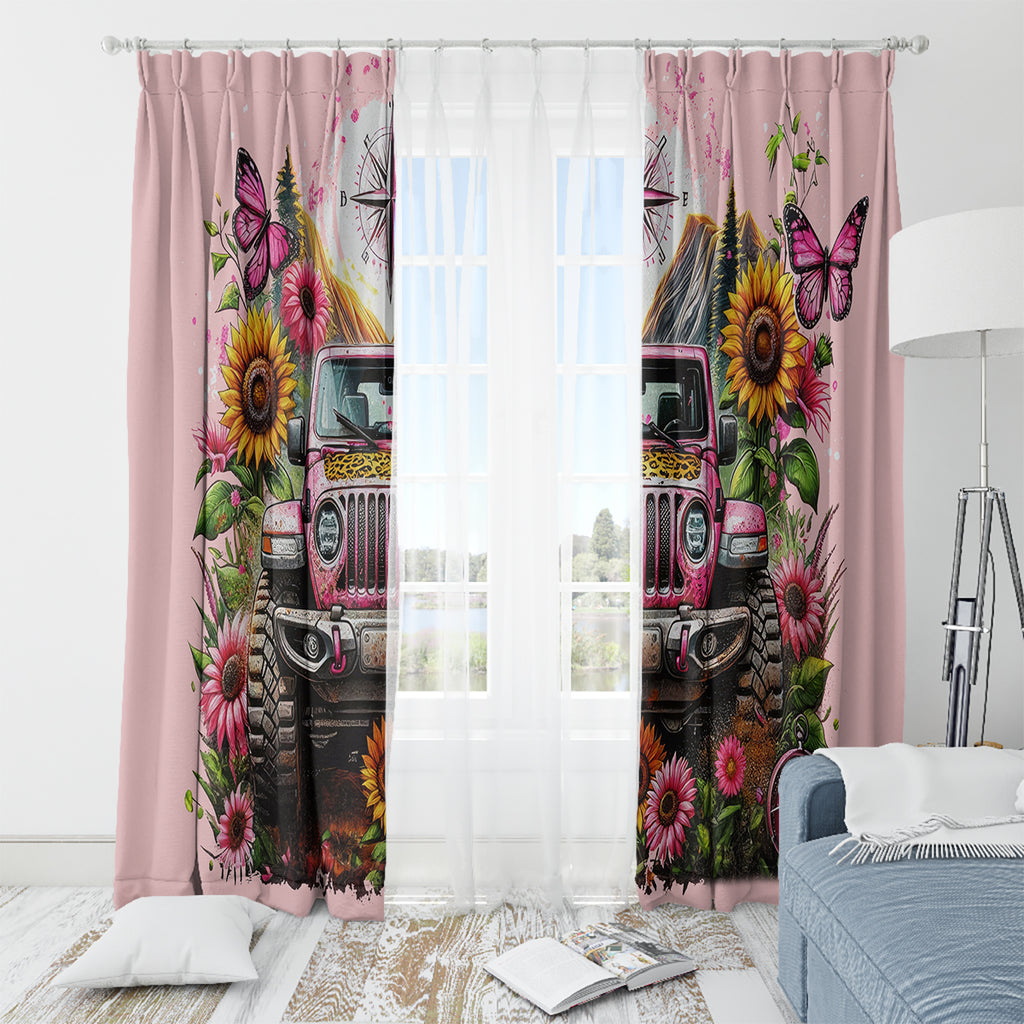 Flower Jeep Window Curtain Not All Who Wander Are Lost