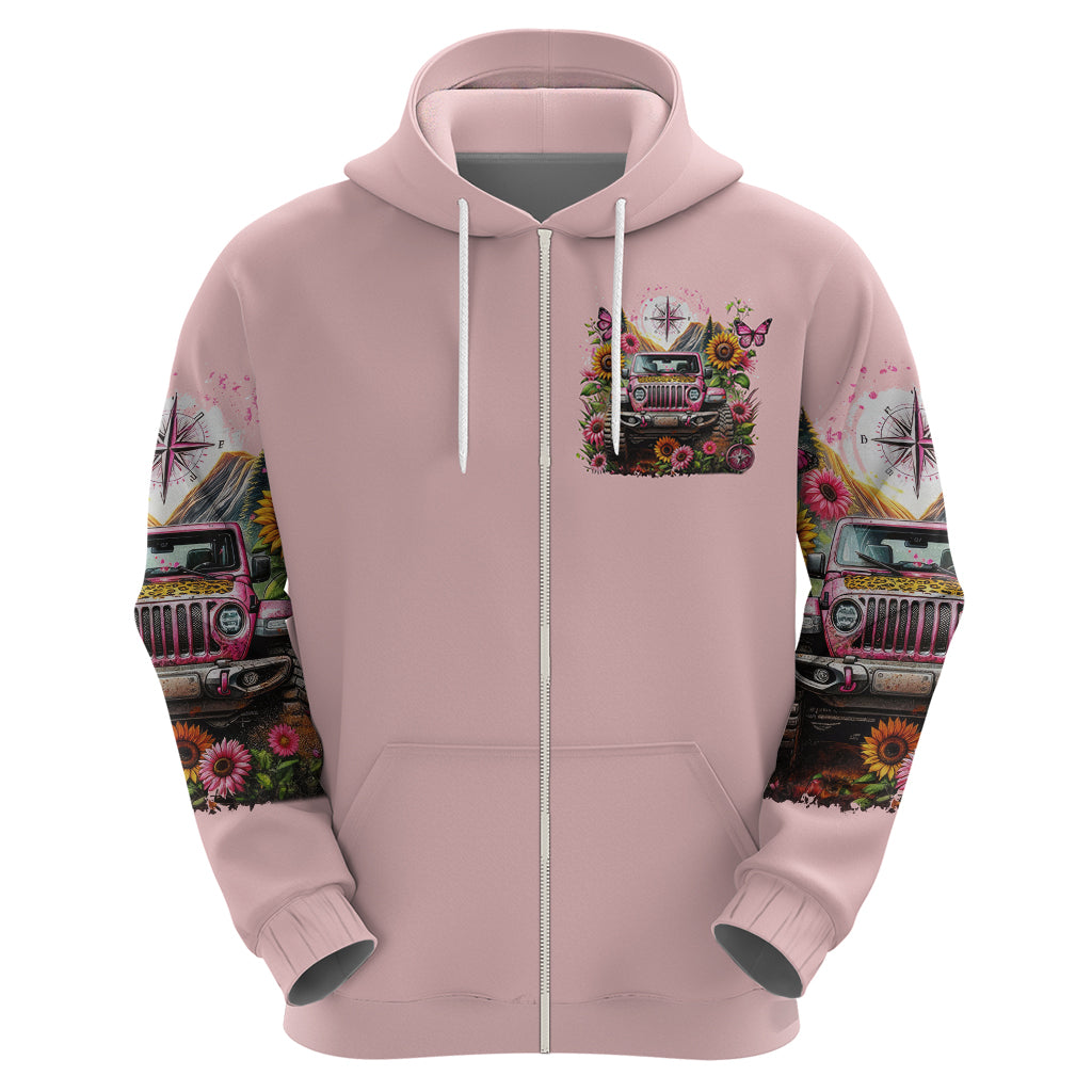 Flower Jeep Zip Hoodie Not All Who Wander Are Lost