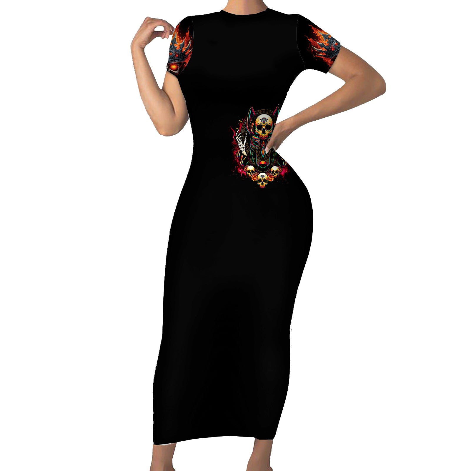 king-skull-short-sleeve-bodycon-dress-dont-make-me-mad-then-tell-me-to-calm-down