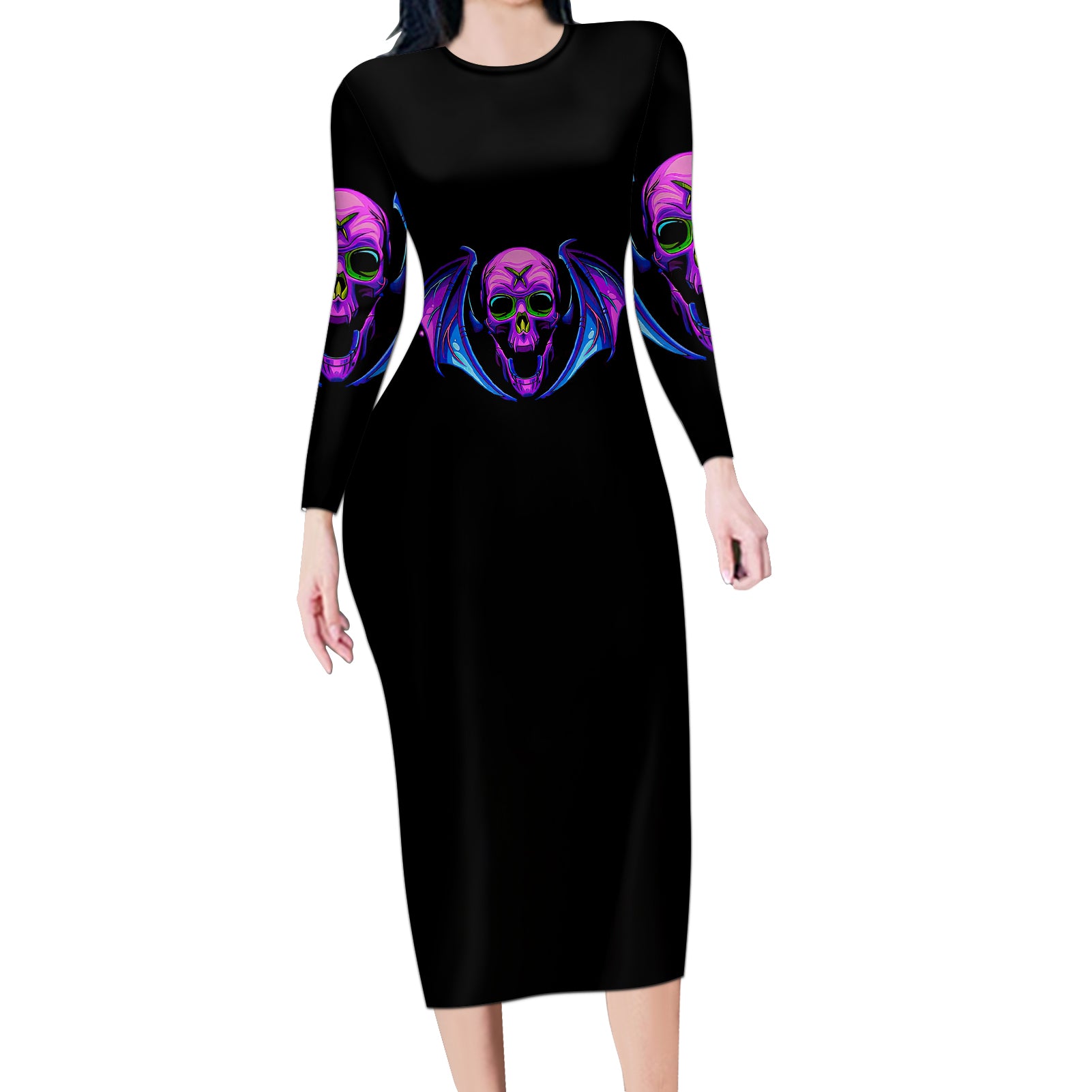 bat-skull-long-sleeve-bodycon-dress-bat-skull-hello-darkness-my-old-friend