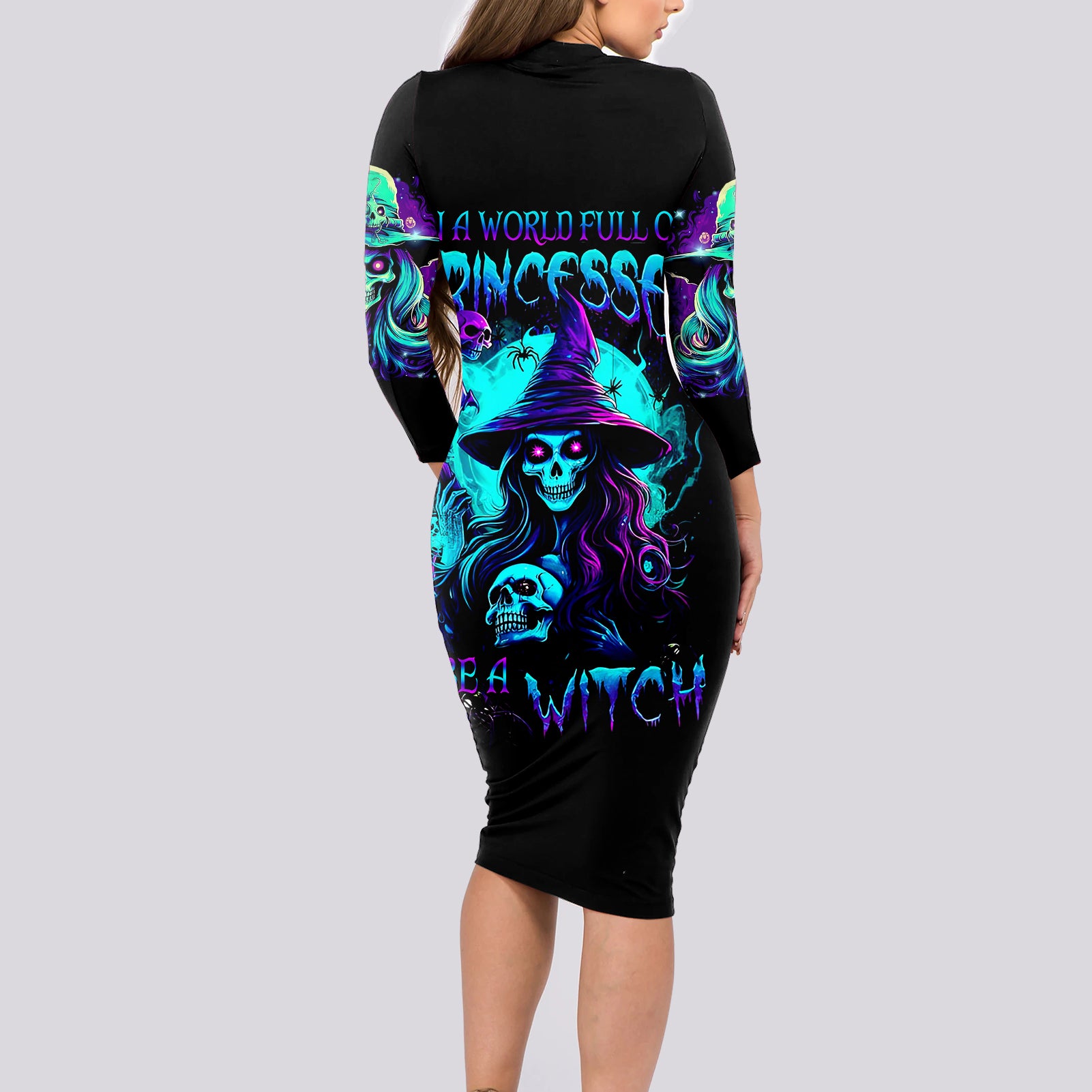 witch-skull-long-sleeve-bodycon-dress-skull-witch-hello-darkness-my-old-friend