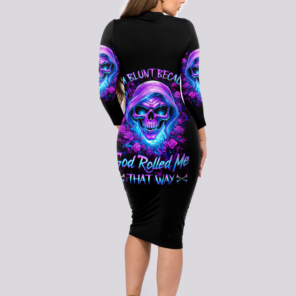 rose-skull-long-sleeve-bodycon-dress-im-blunt-because-god-rolled-me-that-way
