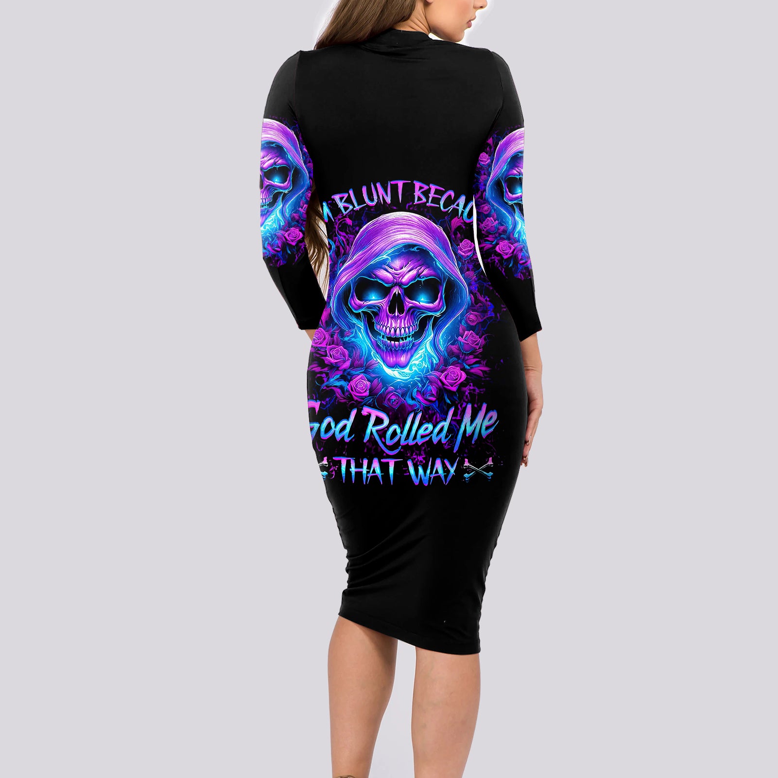 rose-skull-long-sleeve-bodycon-dress-im-blunt-because-god-rolled-me-that-way