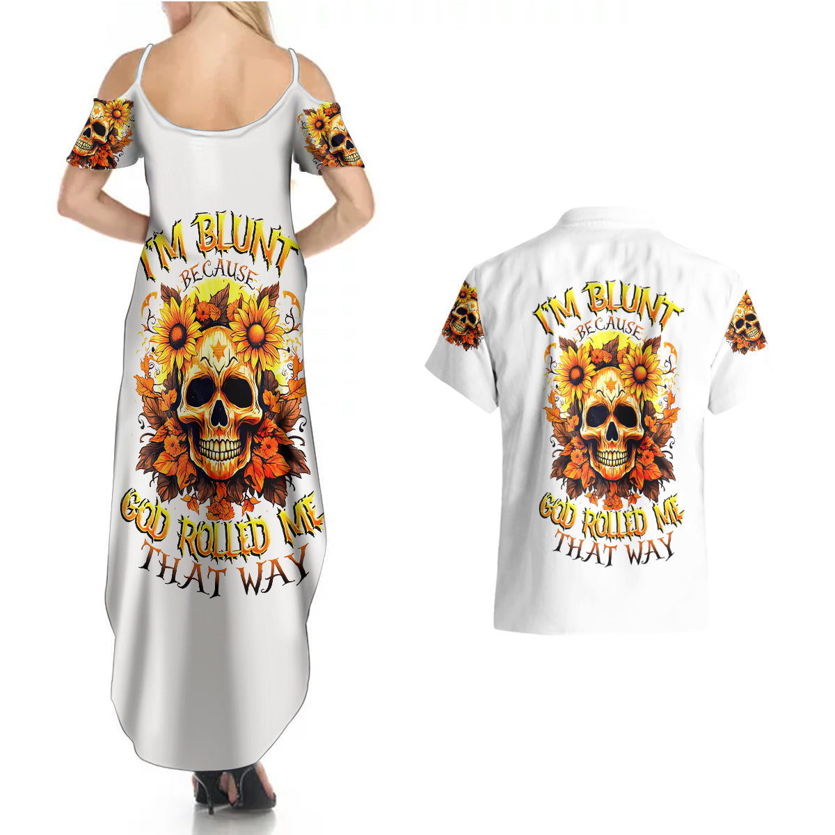 sunflower-skull-couples-matching-summer-maxi-dress-and-hawaiian-shirt-sunflower-im-blunt-because-god-rolled-me-that-way