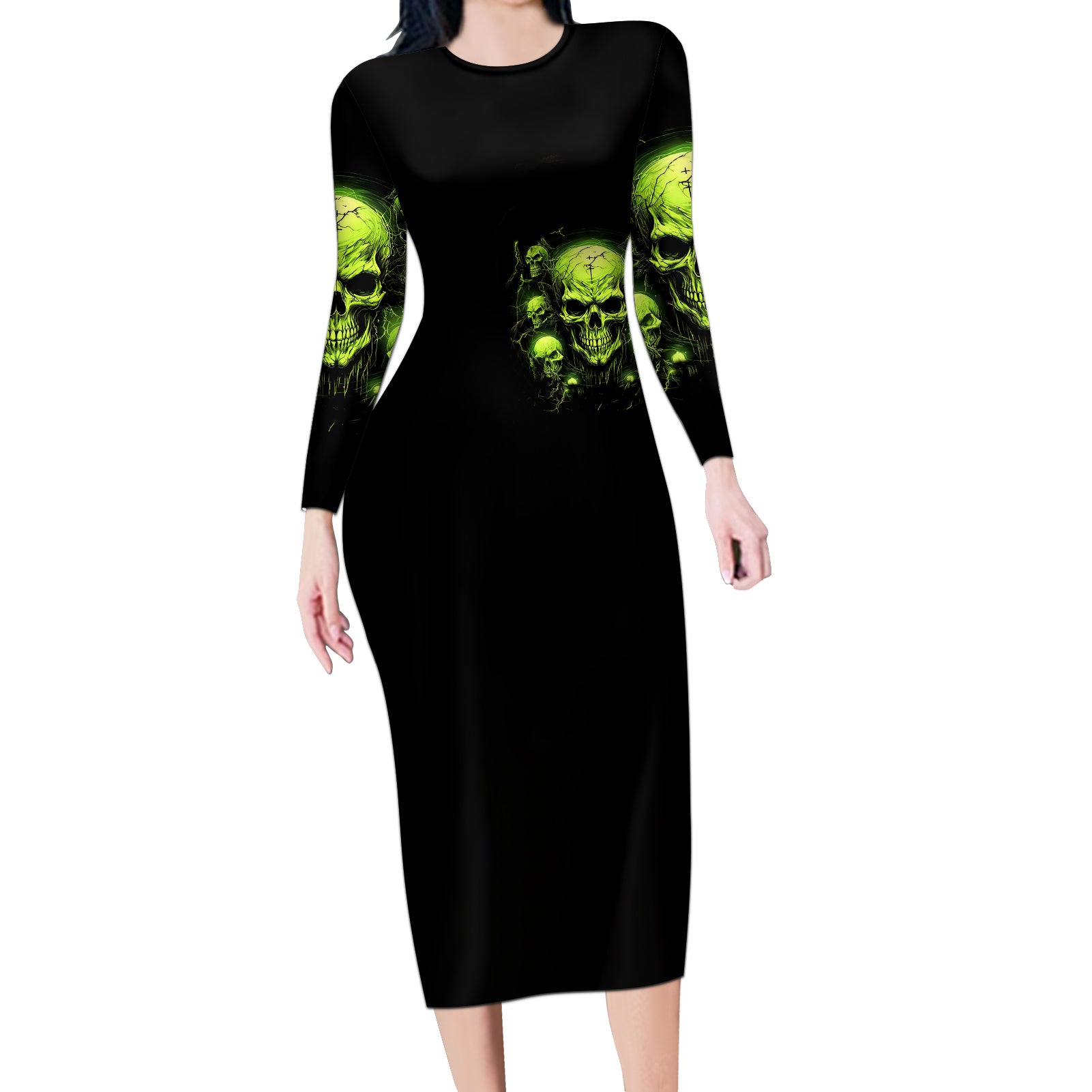 thunder-skull-long-sleeve-bodycon-dress-thunder-skull-i-never-alone-my-demon-with-me-247