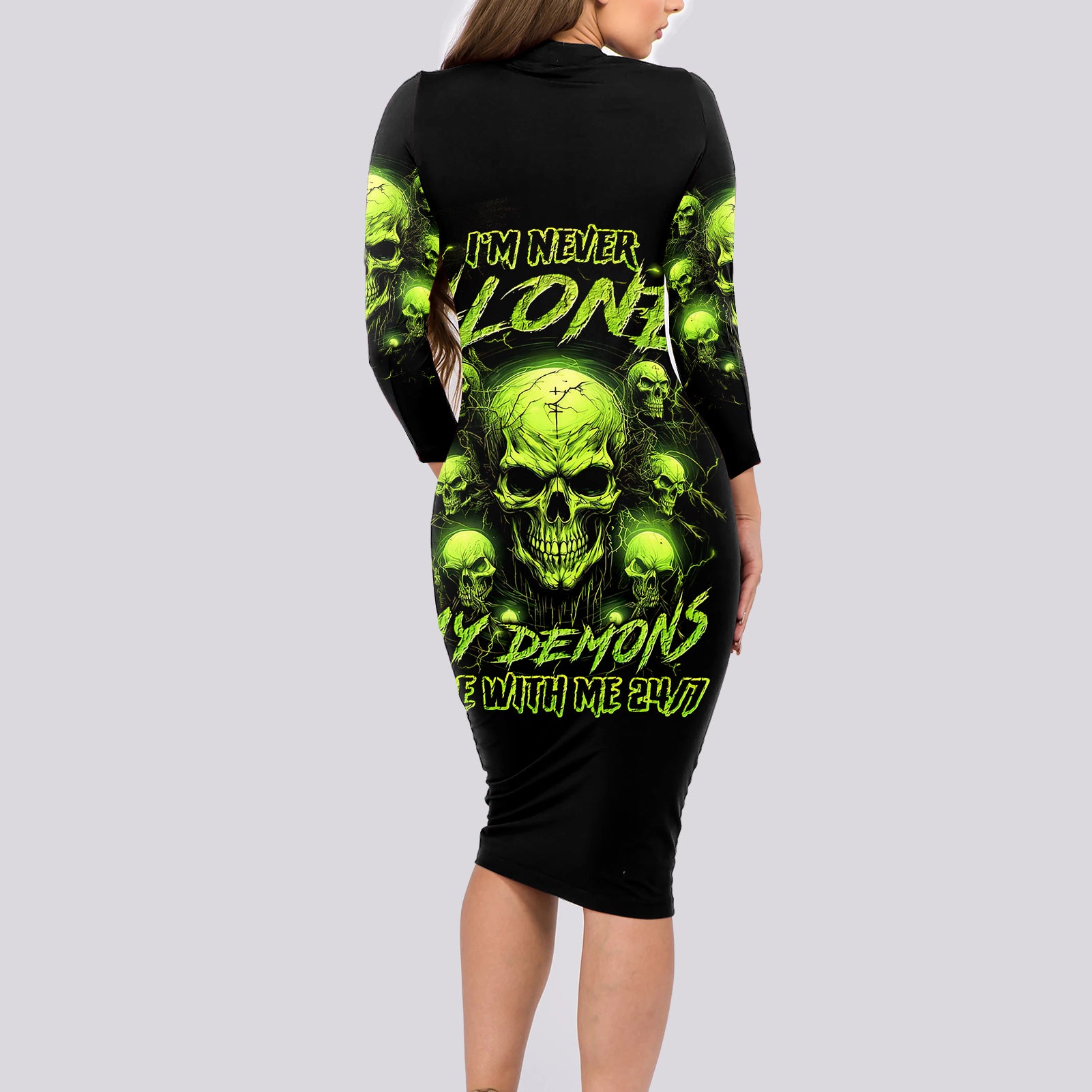 thunder-skull-long-sleeve-bodycon-dress-thunder-skull-i-never-alone-my-demon-with-me-247