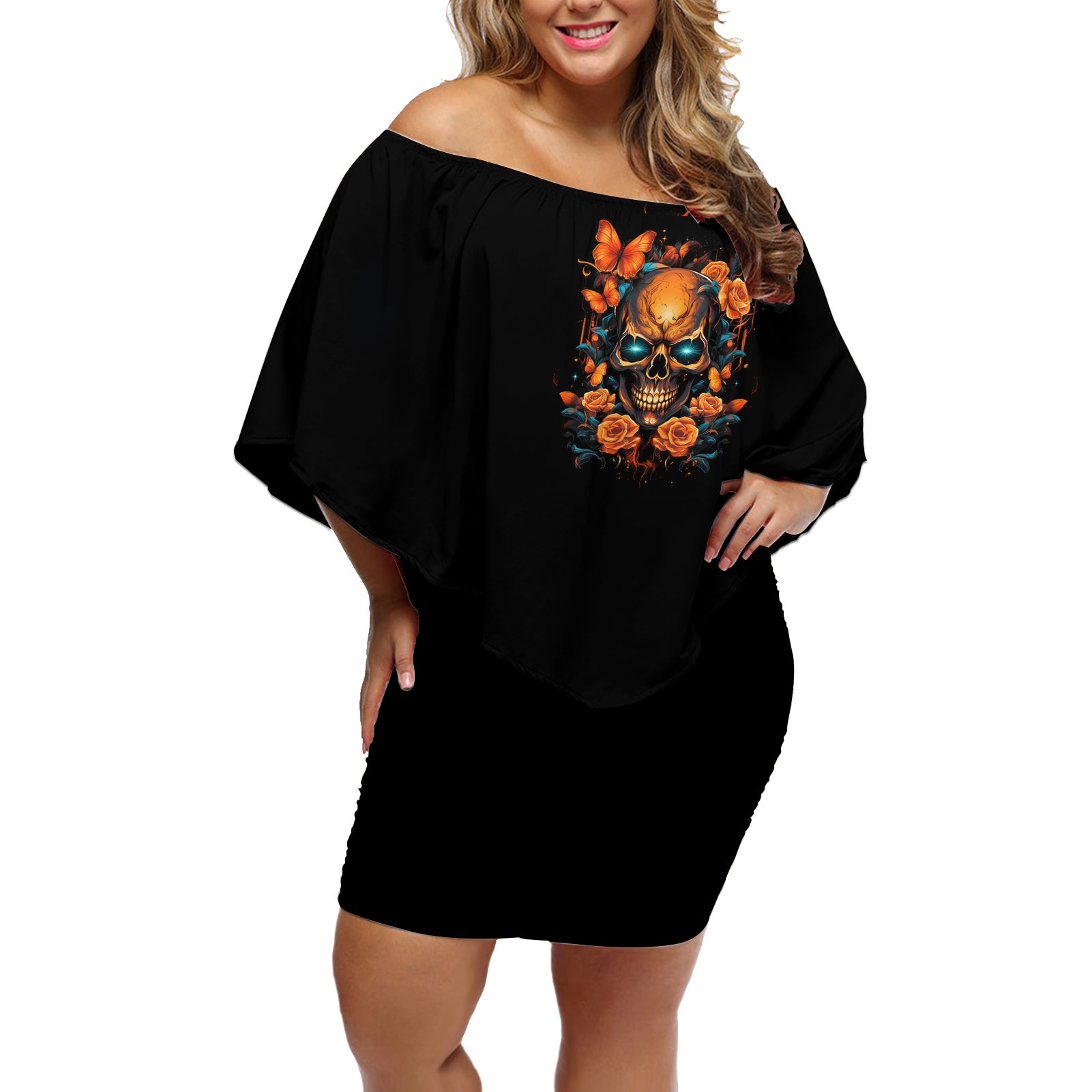 flower-skull-off-shoulder-short-dress-litte-bit-of-heaven-with-a-wild-side