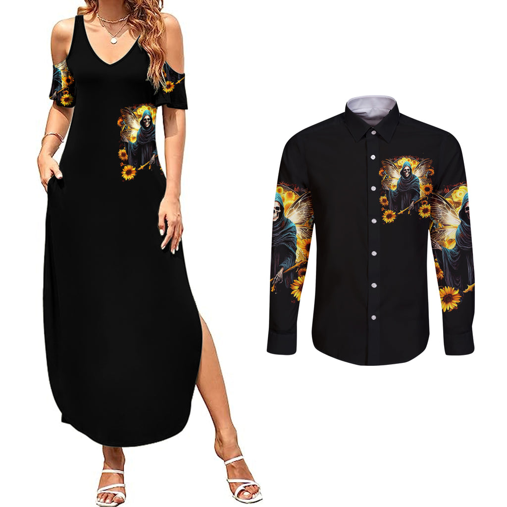fairy-death-skull-couples-matching-summer-maxi-dress-and-long-sleeve-button-shirts-mess-with-me-ill-let-karma-do-its-job