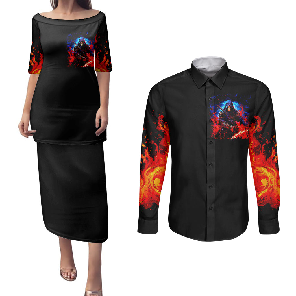 death-skull-couples-matching-puletasi-dress-and-long-sleeve-button-shirts-of-course-im-going-to-hell