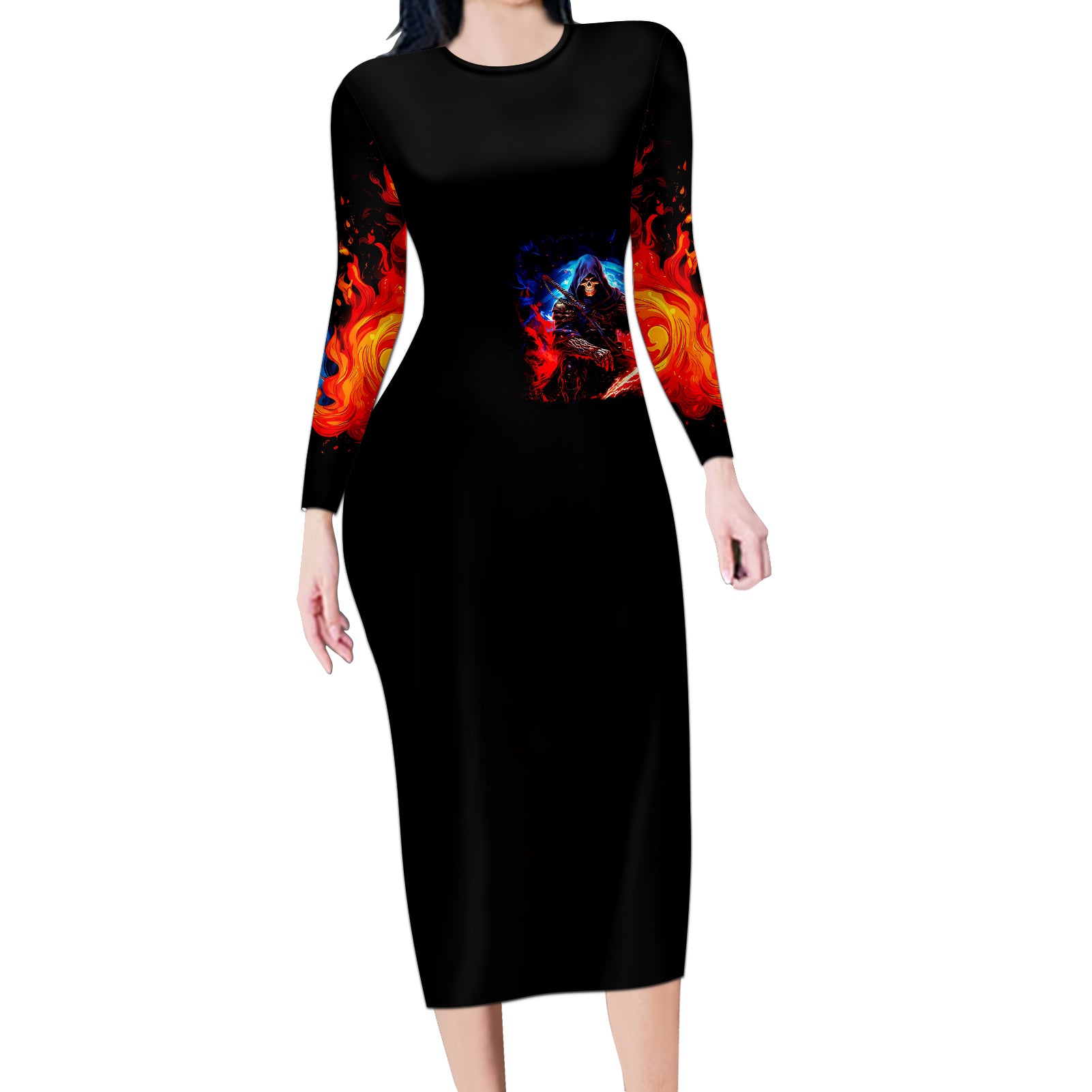 death-skull-long-sleeve-bodycon-dress-of-course-im-going-to-hell