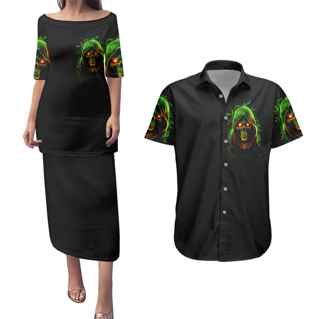 fire-death-skull-couples-matching-puletasi-dress-and-hawaiian-shirt-the-only-thing-that-can-stop-is-me