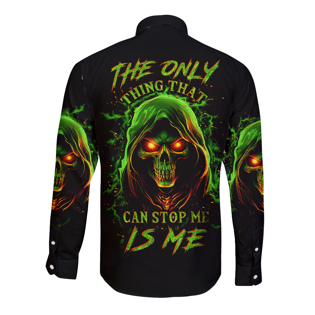 fire-death-skull-long-sleeve-button-shirt-the-only-thing-that-can-stop-is-me