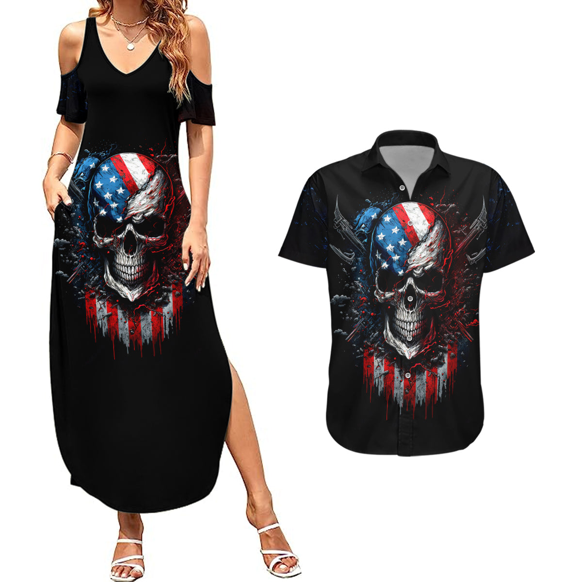 vintage-skull-couples-matching-summer-maxi-dress-and-hawaiian-shirt-american-skull-vintage