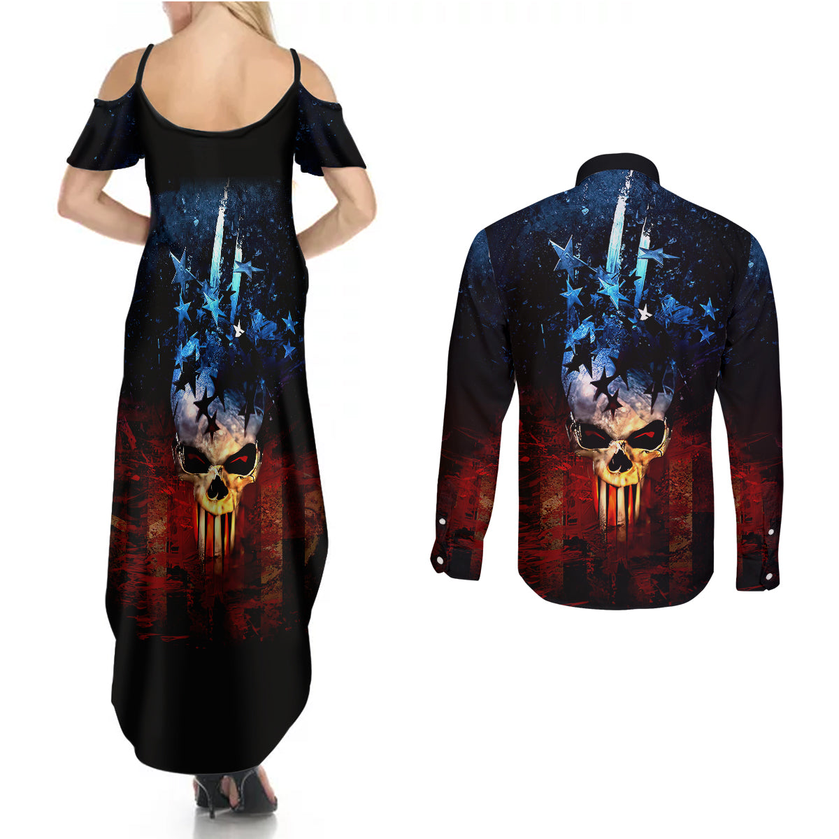 vintage-skull-couples-matching-summer-maxi-dress-and-long-sleeve-button-shirts-american-skull-vintage