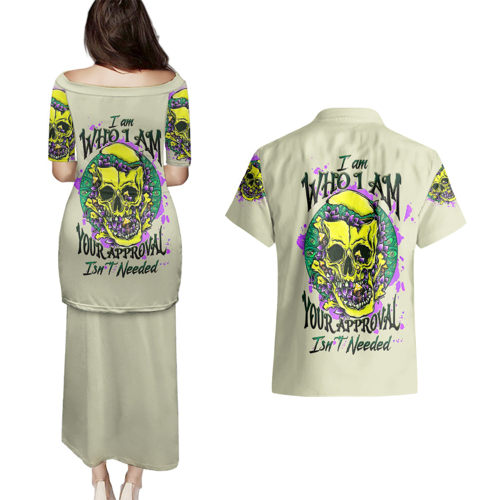 flower-skull-couples-matching-puletasi-dress-and-hawaiian-shirt-iam-who-iam-your-approval-isnt-need