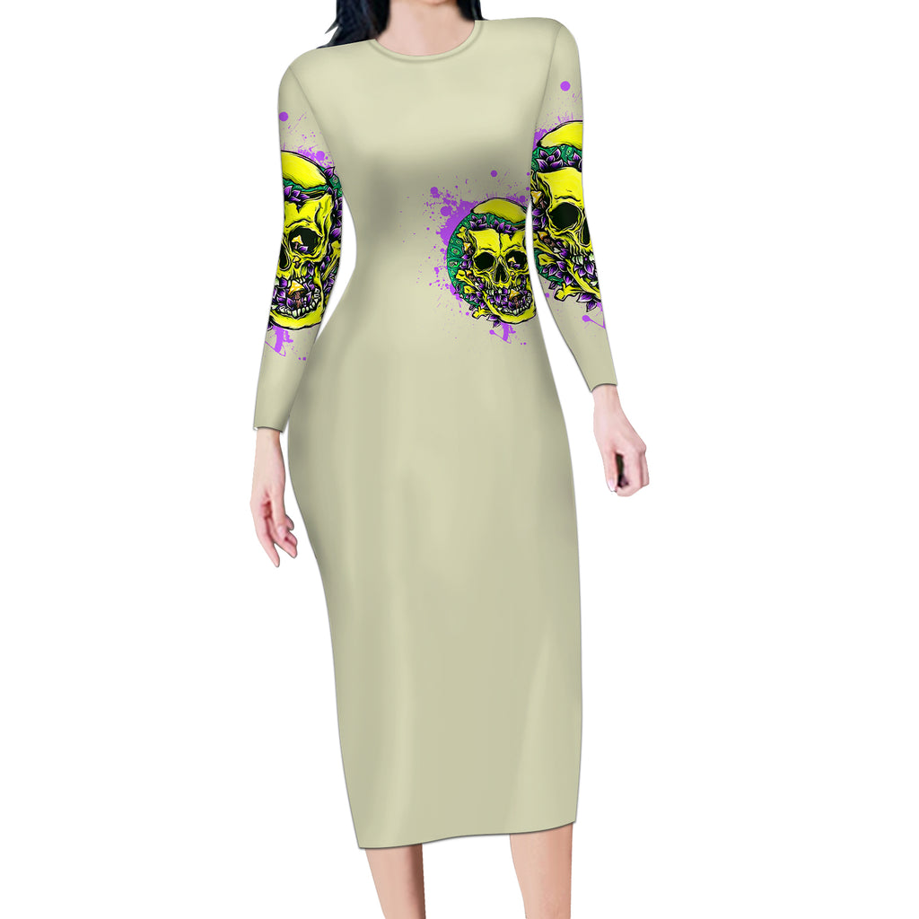 flower-skull-long-sleeve-bodycon-dress-iam-who-iam-your-approval-isnt-need