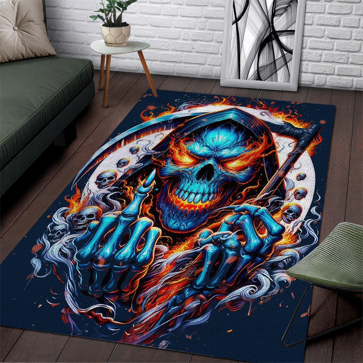 Reaper Skull Area Rug My Give A Fuck Is Broken But My Go Fuck Yourself Is Fully Functional