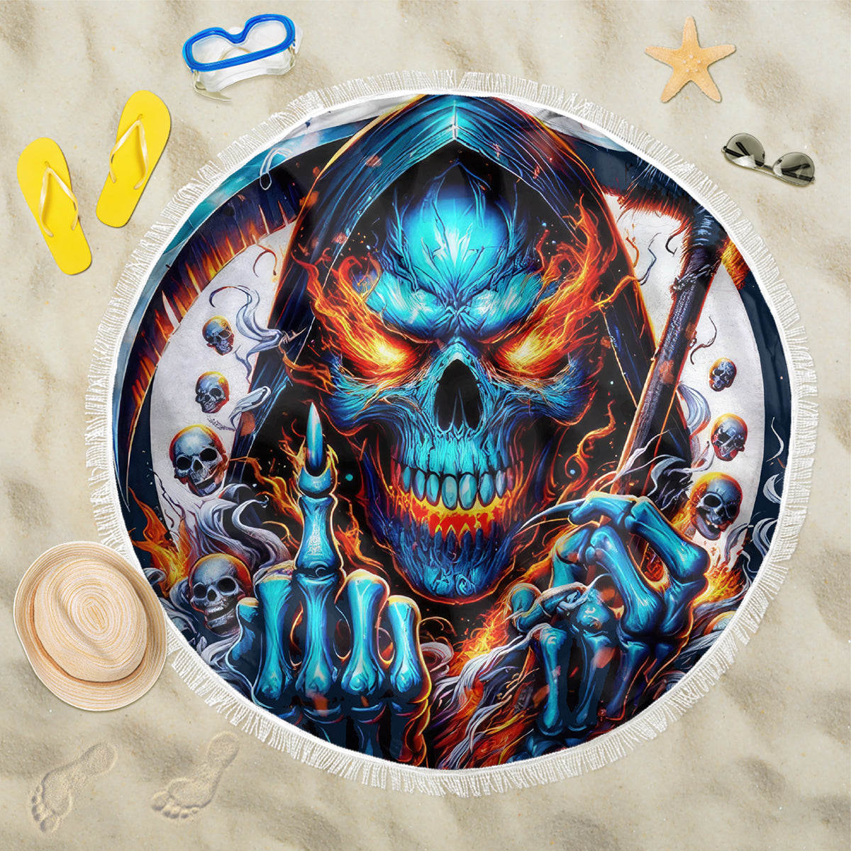 Reaper Skull Beach Blanket My Give A Fuck Is Broken But My Go Fuck Yourself Is Fully Functional