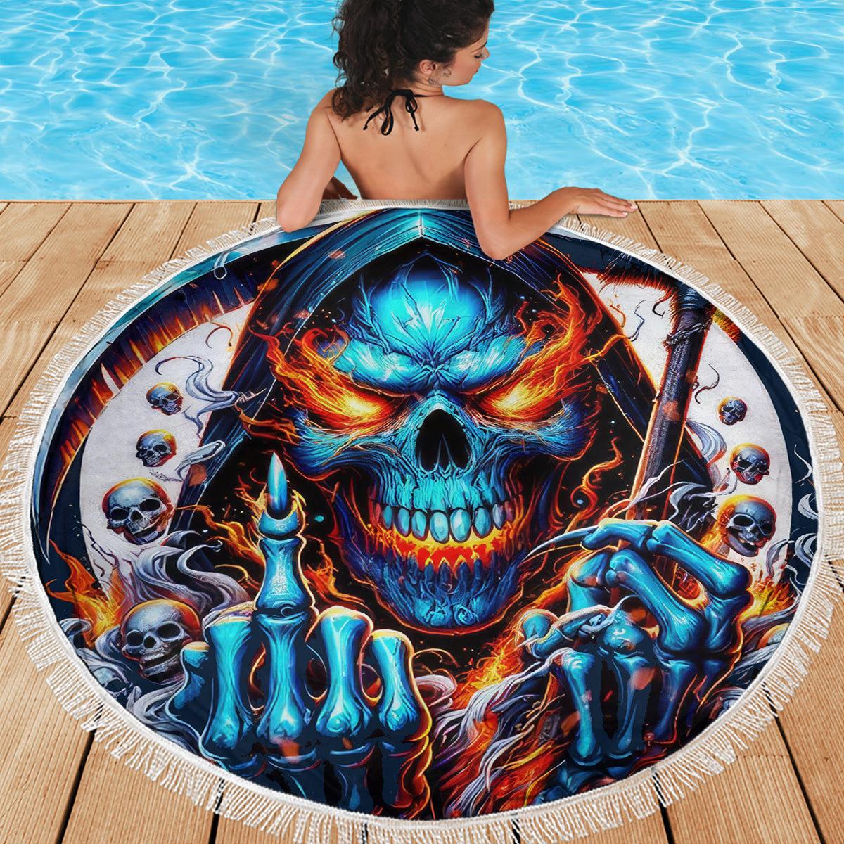 Reaper Skull Beach Blanket My Give A Fuck Is Broken But My Go Fuck Yourself Is Fully Functional