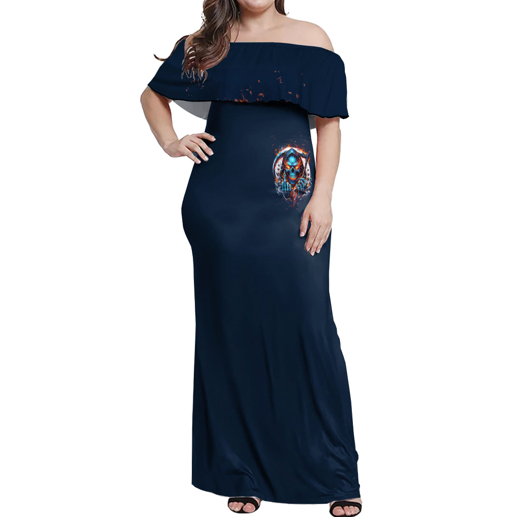 Reaper Skull Off Shoulder Maxi Dress My Give A Fuck Is Broken But My Go Fuck Yourself Is Fully Functional
