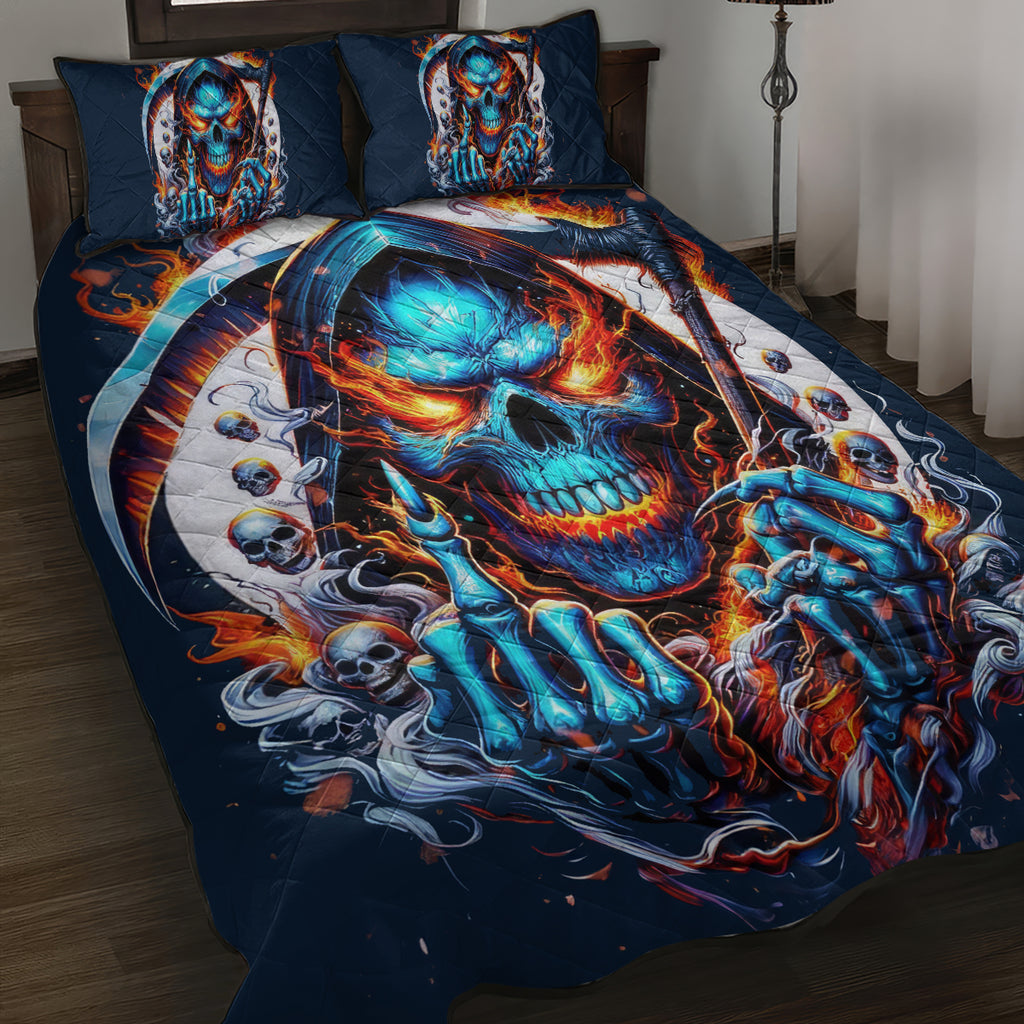 Reaper Skull Quilt Bed Set My Give A Fuck Is Broken But My Go Fuck Yourself Is Fully Functional