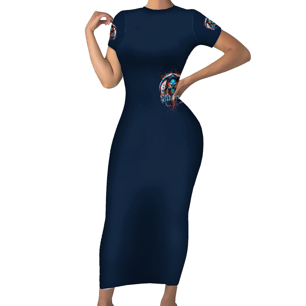 Reaper Skull Short Sleeve Bodycon Dress My Give A Fuck Is Broken But My Go Fuck Yourself Is Fully Functional