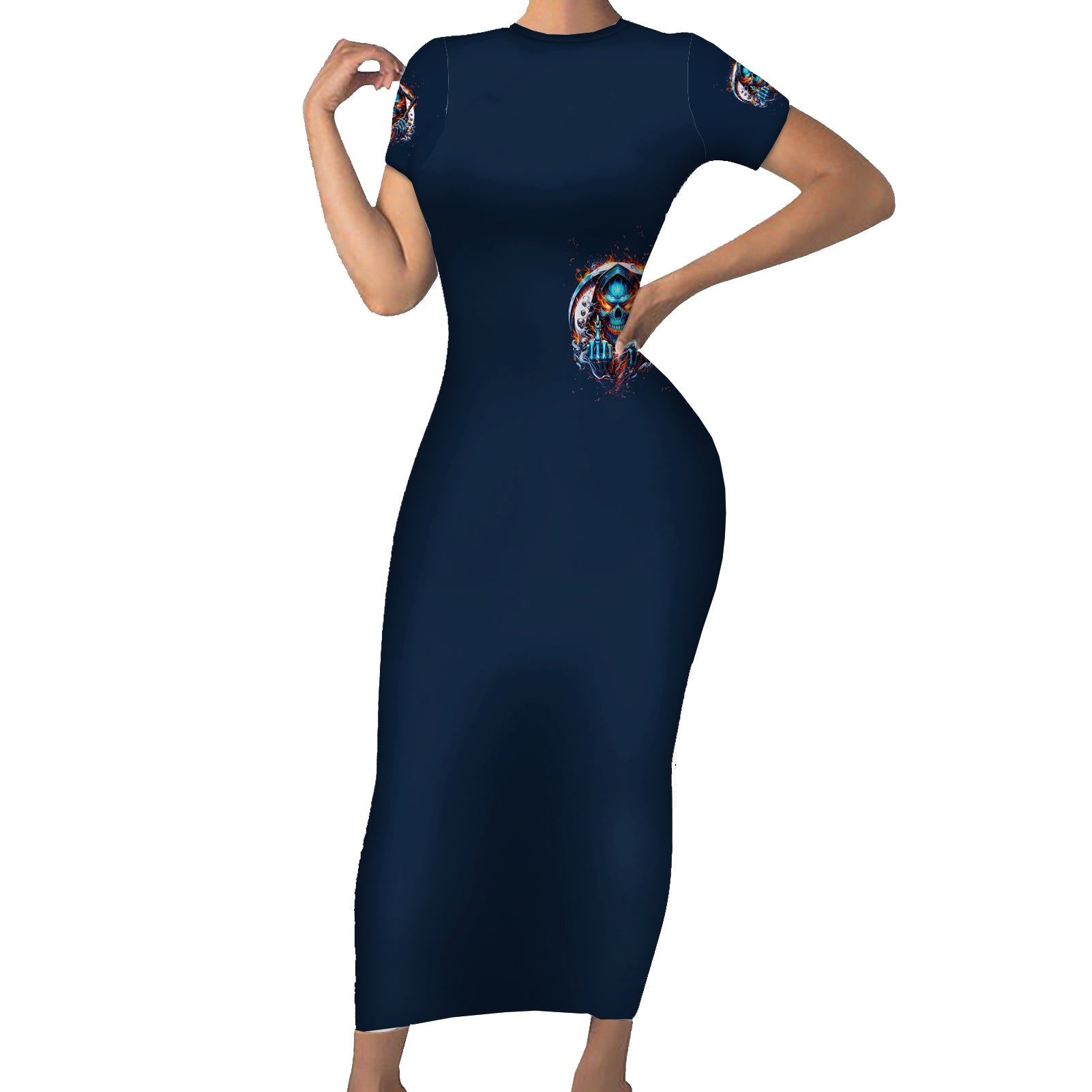 Reaper Skull Short Sleeve Bodycon Dress My Give A Fuck Is Broken But My Go Fuck Yourself Is Fully Functional