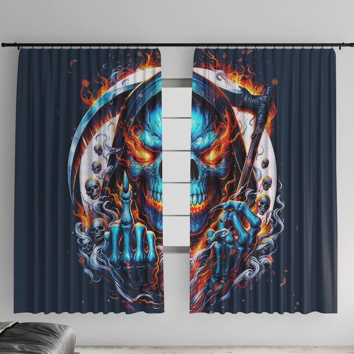 Reaper Skull Window Curtain My Give A Fuck Is Broken But My Go Fuck Yourself Is Fully Functional