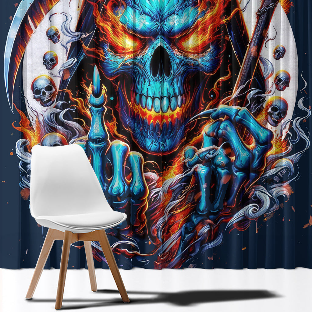 Reaper Skull Window Curtain My Give A Fuck Is Broken But My Go Fuck Yourself Is Fully Functional