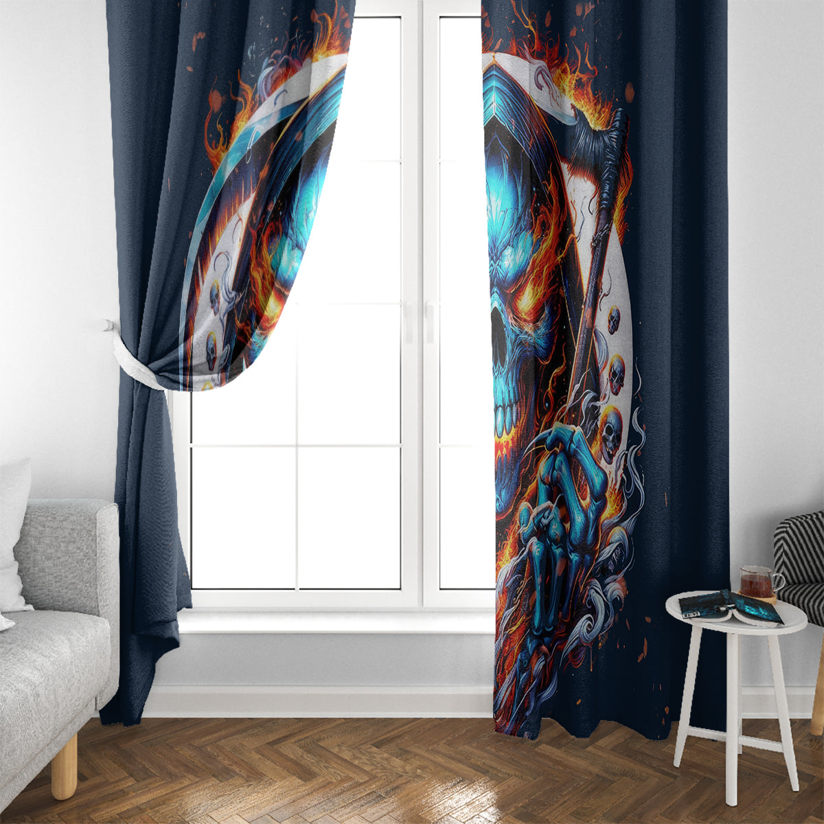 Reaper Skull Window Curtain My Give A Fuck Is Broken But My Go Fuck Yourself Is Fully Functional