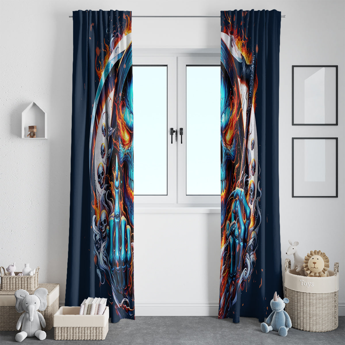 Reaper Skull Window Curtain My Give A Fuck Is Broken But My Go Fuck Yourself Is Fully Functional