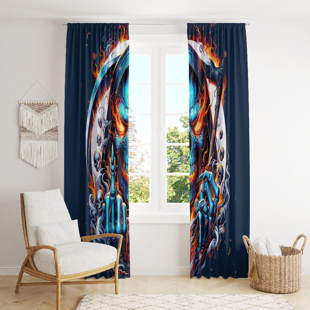 Reaper Skull Window Curtain My Give A Fuck Is Broken But My Go Fuck Yourself Is Fully Functional