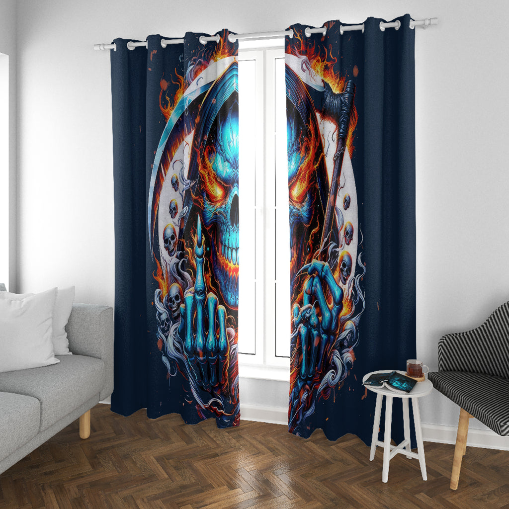 Reaper Skull Window Curtain My Give A Fuck Is Broken But My Go Fuck Yourself Is Fully Functional
