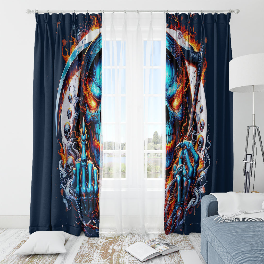 Reaper Skull Window Curtain My Give A Fuck Is Broken But My Go Fuck Yourself Is Fully Functional